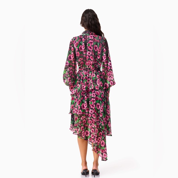 Elliatt Estelle Long Sleeve Maxi Dress in Black & Pink Floral size S NWT - Picture 4 of 7